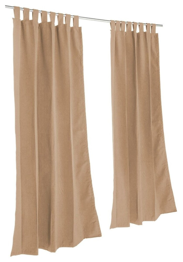 Canvas Cocoa Sunbrella Outdoor Single-Panel Curtain With Tabs, 96"x50"