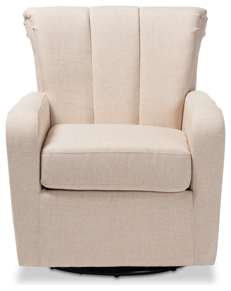 Milena Upholstered Swivel Chair, Beige