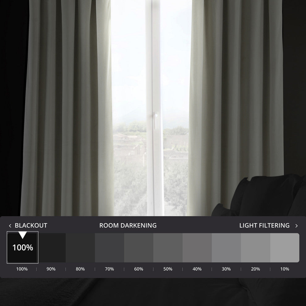 Signature Off White Blackout Velvet Curtain Single Panel, 50"x84"