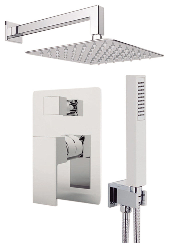 Aquamoon Milan 12" Showerhead, Handshower With Wall Arm, Brushed Nickel