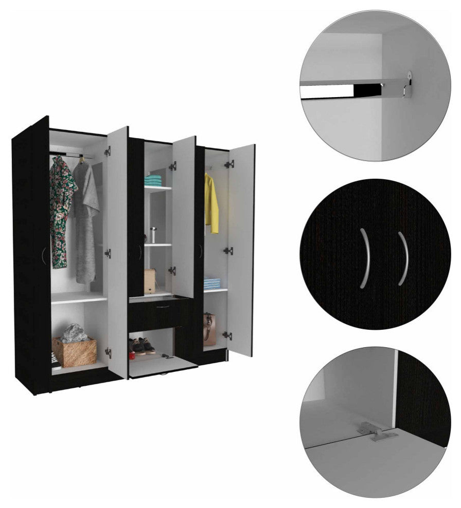 FM FURNITURE Guajira 6-Door Wall Armoire - Black