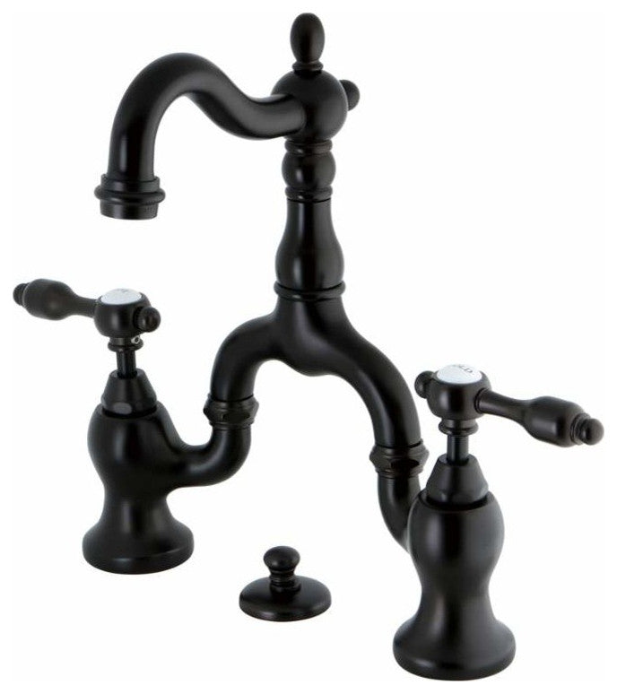 Kingston Brass Bridge Bathroom Faucet With Brass Pop-Up, Oil Rubbed Bronze