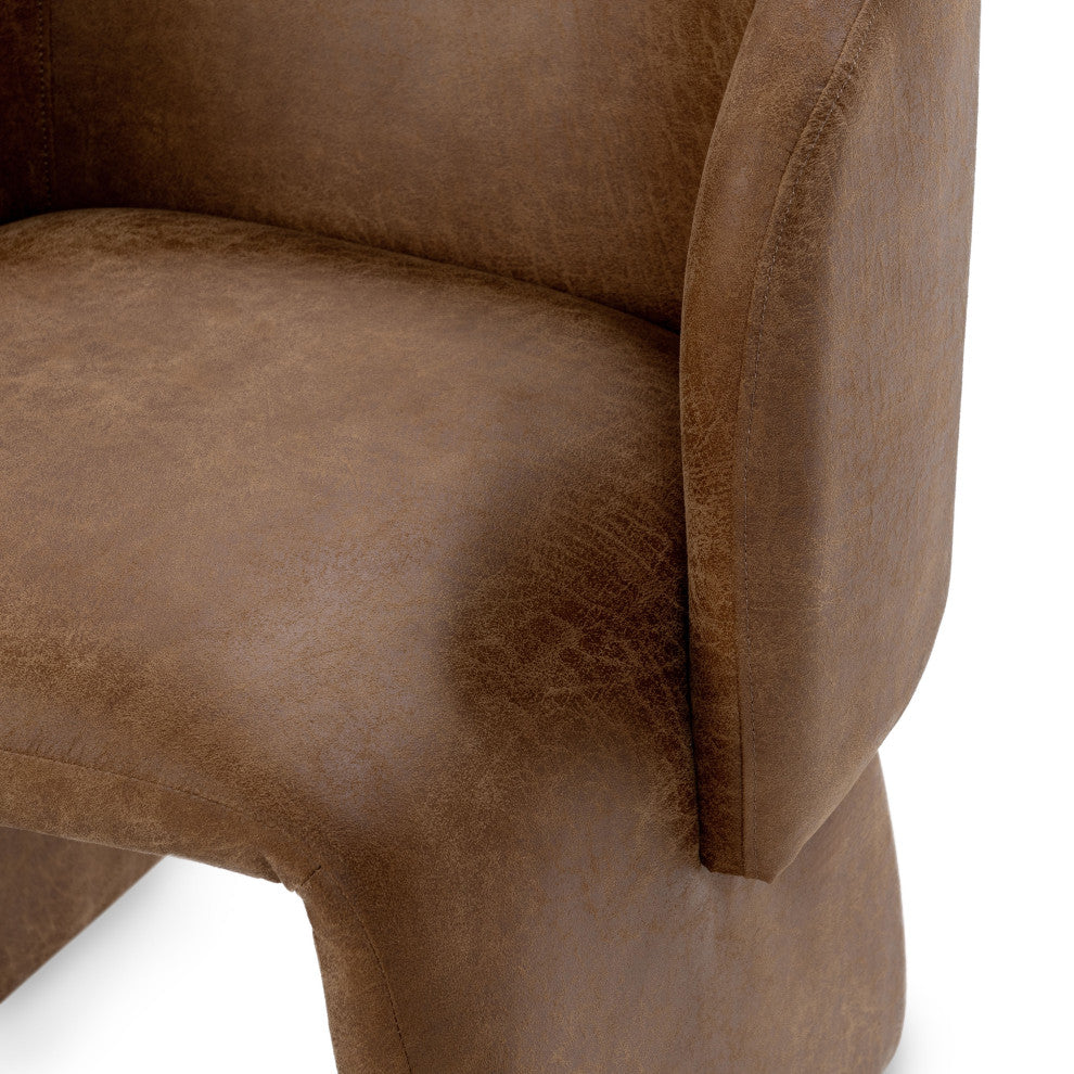 Halstead Upholstered Fabric Dining Chair, Cognac Leather