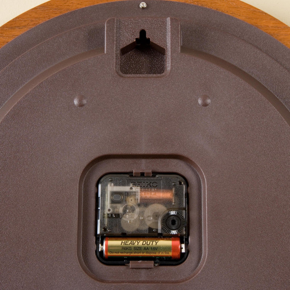 Dark Brown Solid Oak with Arabic Numbers, Quiet Sweep 13"