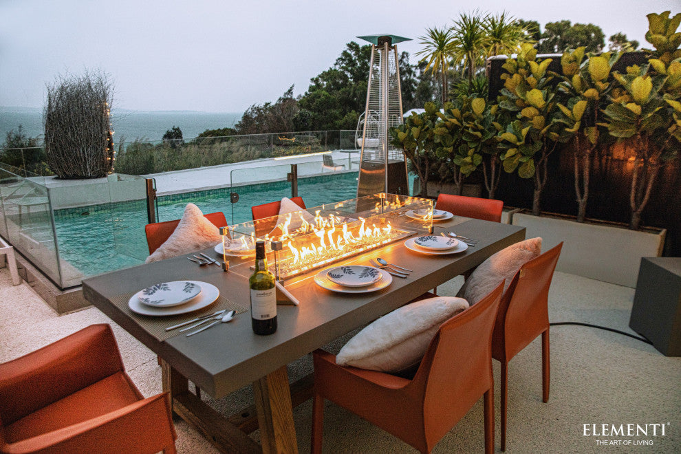 Sonoma Rectangle Gray Concrete Dining Natural Gas Fire Table by Elementi Fire