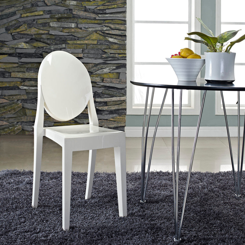Modern Contemporary Kitchen Dining Side Chair White, Outdoor or Indoor