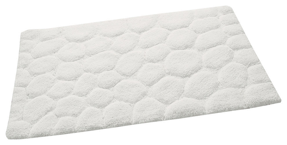 Pebbles Bath Rug, White, 24"x17", 34"x21"
