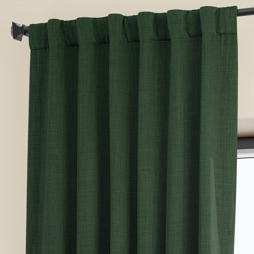 Faux Linen Darkening Curtain Single Panel, Key Green, 50"x84"
