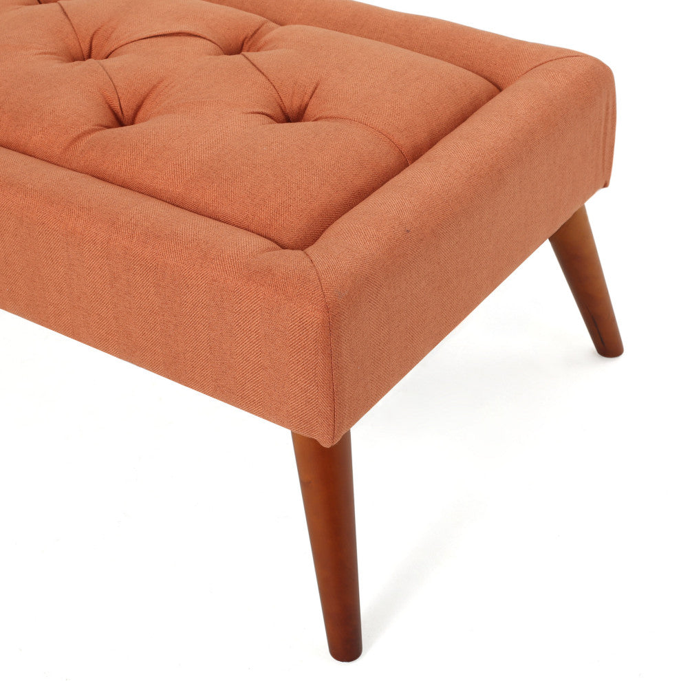 GDF Studio Pyram Mid Century Modern Ottoman Bench, Orange