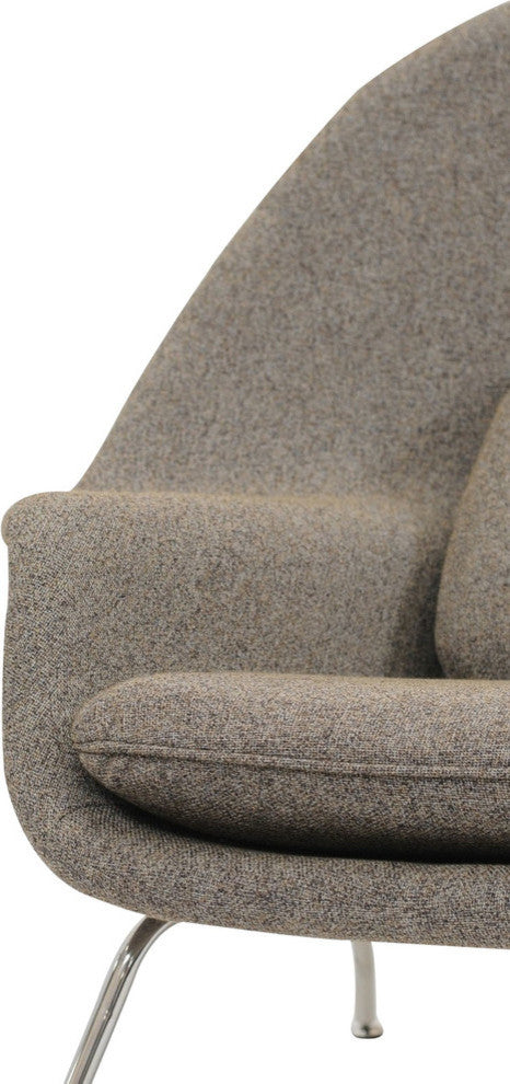 Modern Contemporary Living Room Lounge Chair and Ottoman, Oatmeal