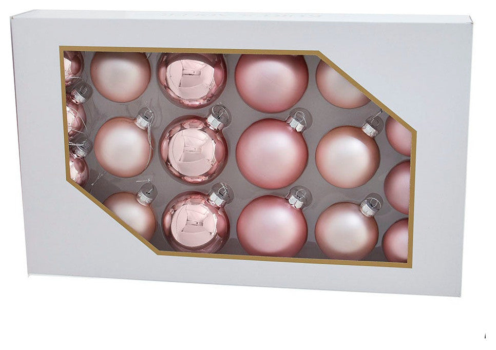 60-80MM Shiny and Matte Pink Glass Ball Ornaments, 20-Piece Set
