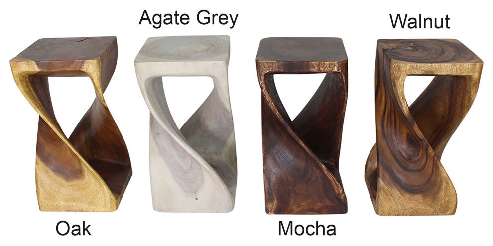 Haussmann® Original Wood Twist Stool 12 X 12 X 23 In High Mocha Oil