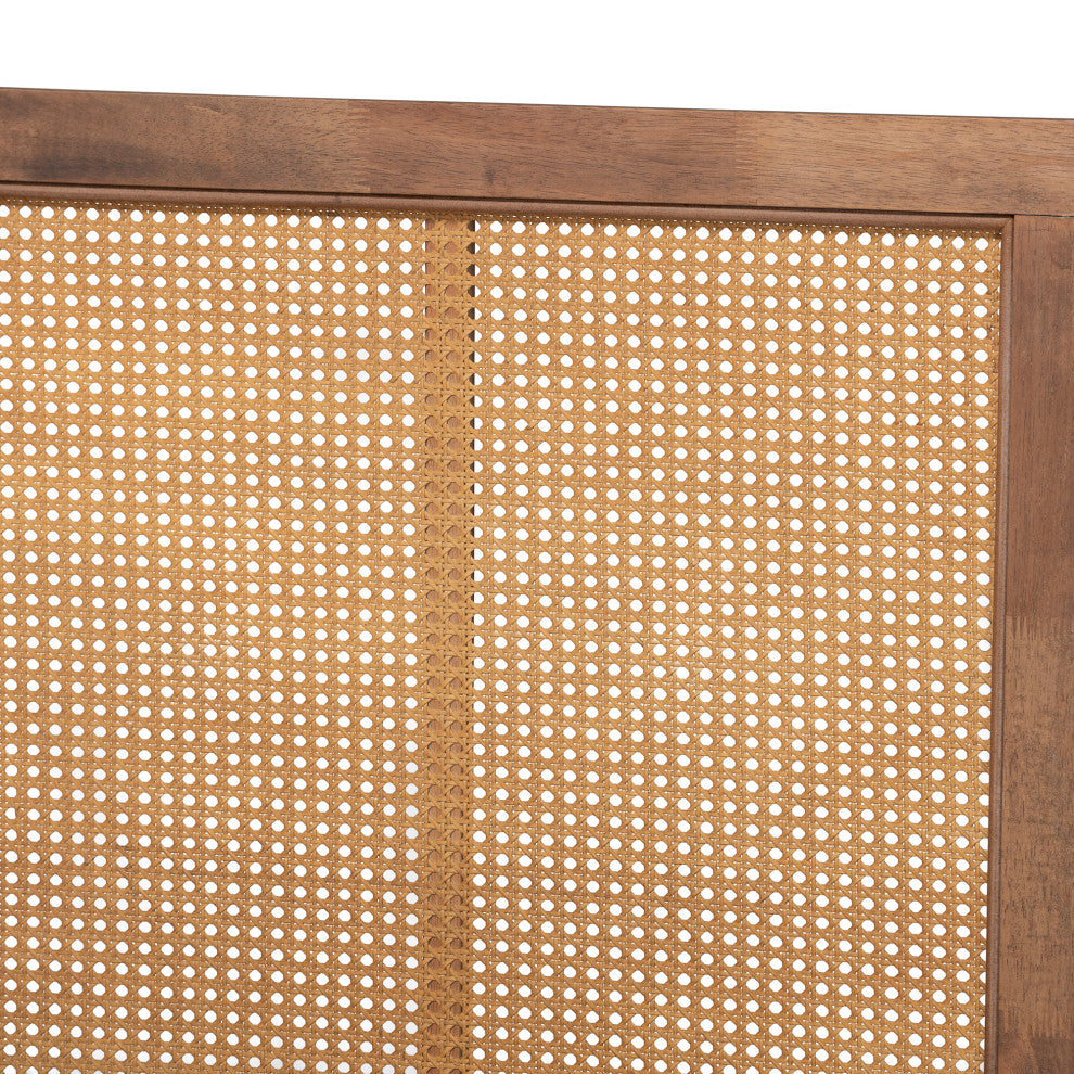Renesmae Modern Farmhouse Walnut Effect Platform Canopy Bed, King