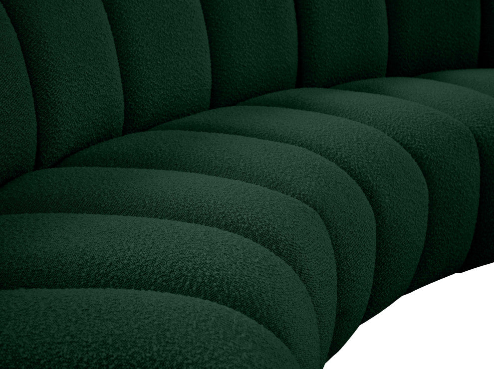 Infinity Black Boucle Fabric Upholstered Arc Shaped Modular Sectional, Green, 2-Piece, Arc-Shaped