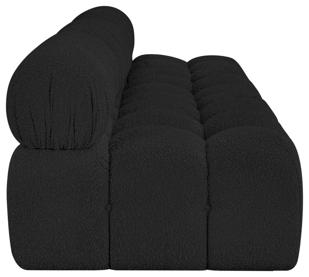 Ames Boucle Fabric Modular Sofa, Black, 3-Piece: 3 Armless Chair