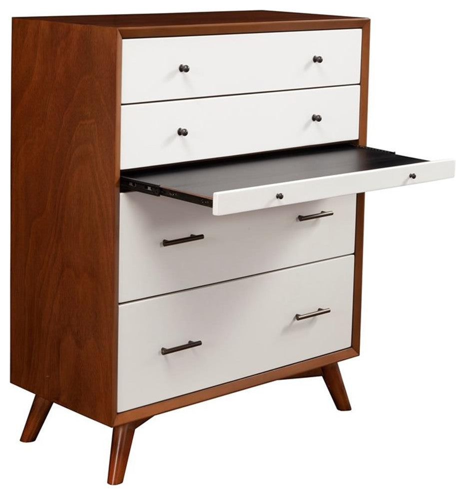 Alpine Furniture Flynn Mid Century Multi-function Wood Chest in Acorn-White