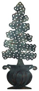Copper Metal Gray Green Swirl Topiary Plaque, Urn Art Garden Outdoor