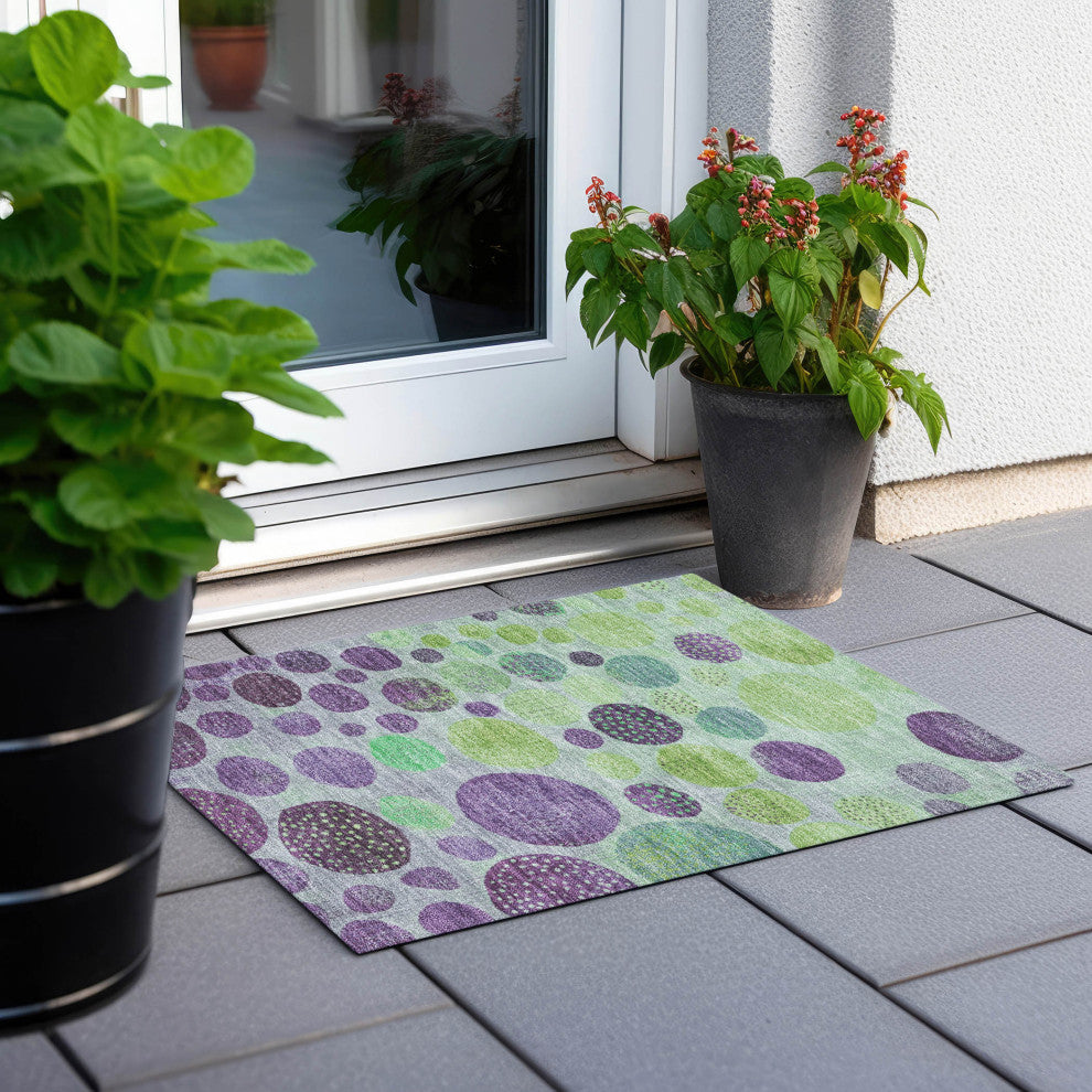 Machine Washable Indoor/Outdoor Chantille ACN1899 Purple 1'8" x 2'6" Rug