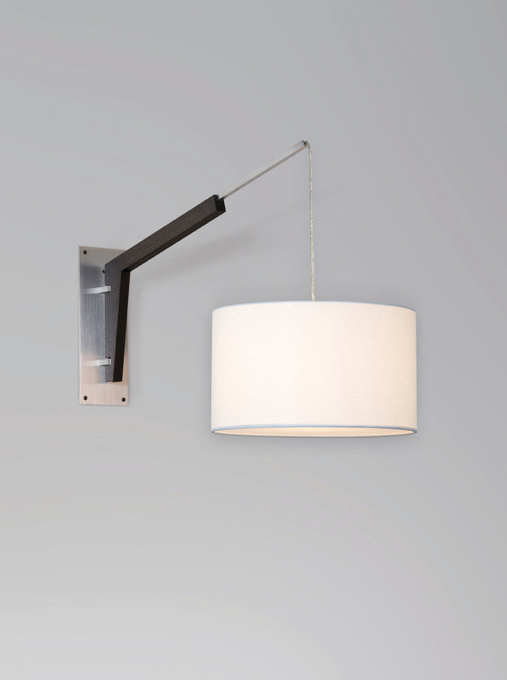 Talea 1-Light Articulate Wall Sconce, Dark Walnut/ White Shade, Aluminum Backplate