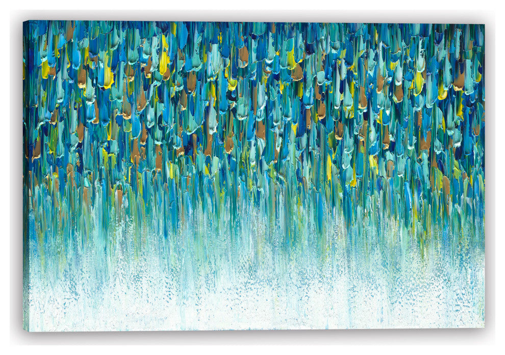Blue-Green Abstract Textured Hand-Painted Canvas Art