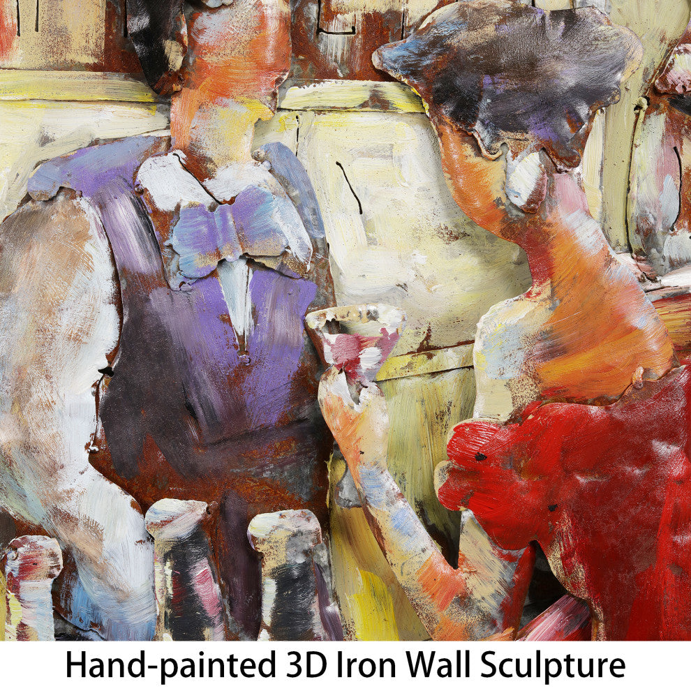 "Tavern" Primo Mixed Media Hand Painted Iron Wall Sculpture 48x32
