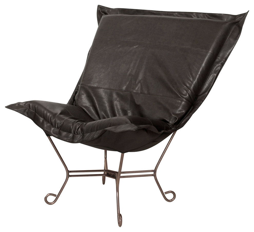 Scroll Puff Chair with Cover, Titanium Frame, Avanti Black