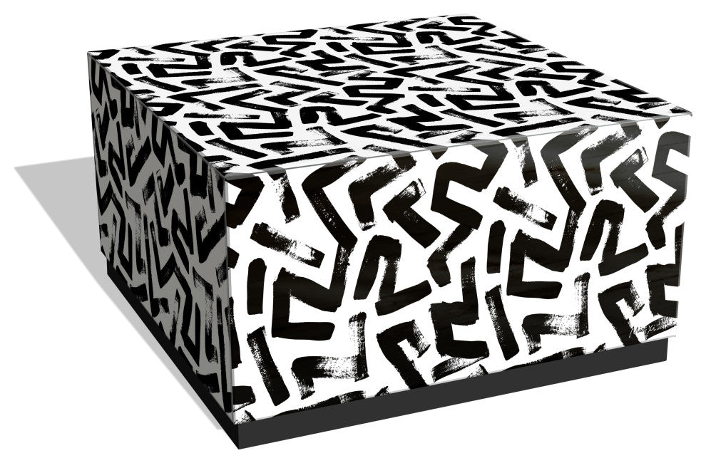 Intertwined Ibeveled Art Glass Cocktail Table With Plinth Base