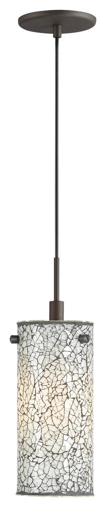 Eclipse 1-Light Mini Pendant, Bronze, Mosaic White