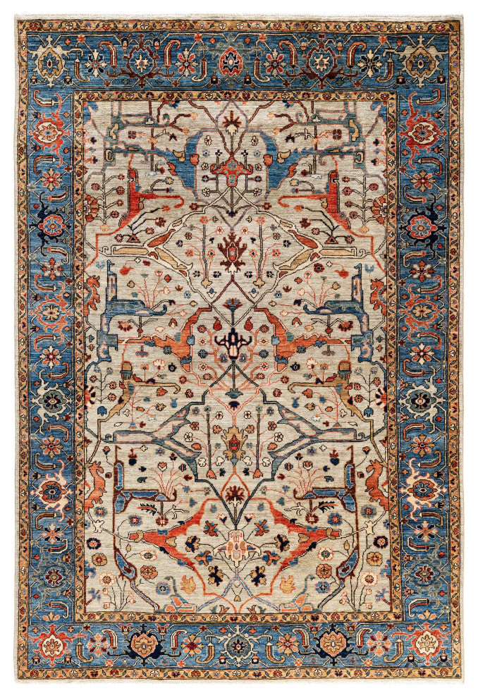 Serapi One-of-a-Kind Hand-Knotted Area Rug Light Gray, 6'1" x 8'11"