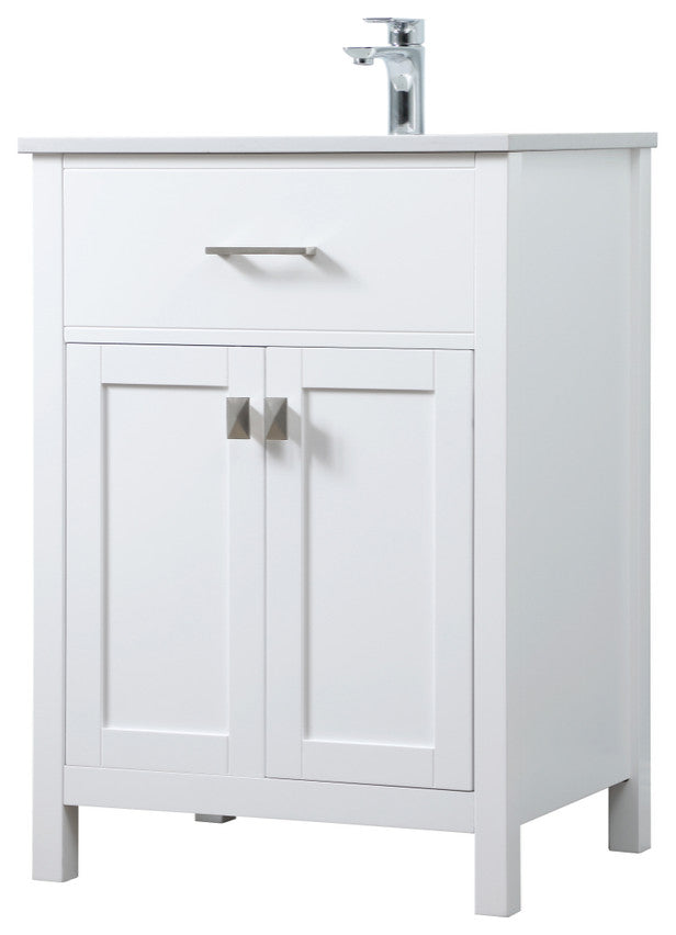 24" SIngle Bathroom Vanity, White