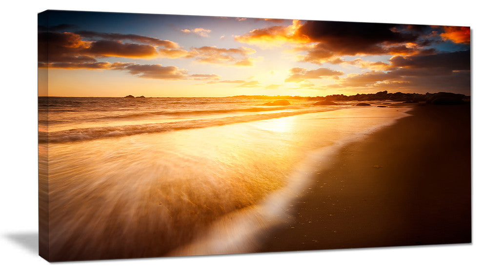 "Amazing Sunrise Over Australian Beach" Seascape Art Canvas, 40"x20"