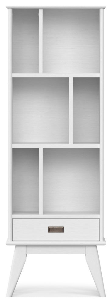 Draper SOLID HARDWOOD Mid Century Bookcase and Storage Unit, White
