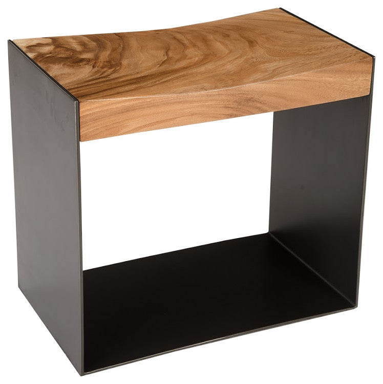 Iron Frame Stool, Chamcha Wood, Natural