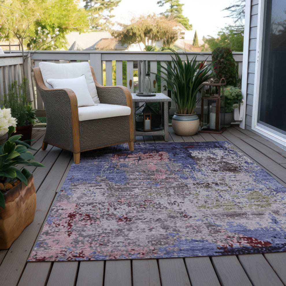 Machine Washable Indoor/Outdoor Chantille ACN1911 Plum 10' x 14' Rug