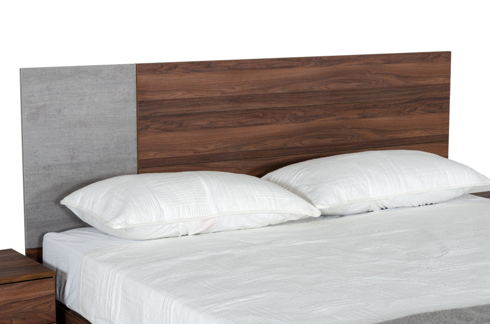 Nova Domus Palermo Italian Faux Concrete and Noce Bodrum Bed, Queen