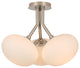 Modern Mid-Century 3-Light Elliptical Sputnik Glass Semi Ceiling Light, Nickel