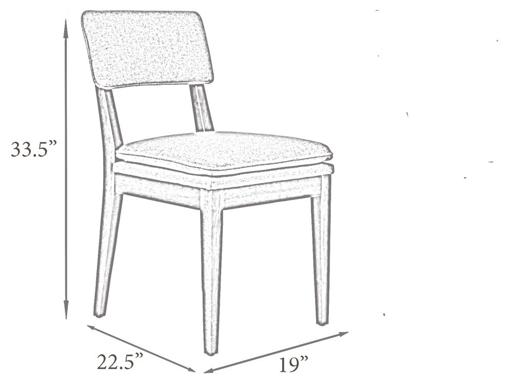 East at Main Solid Wood Upholstered Dining Chairs, Set of 2, Gray