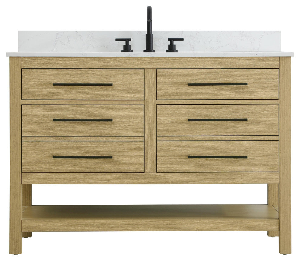 Home Living 48" Single Bathroom Vanity, Honey Brown With Backsplash