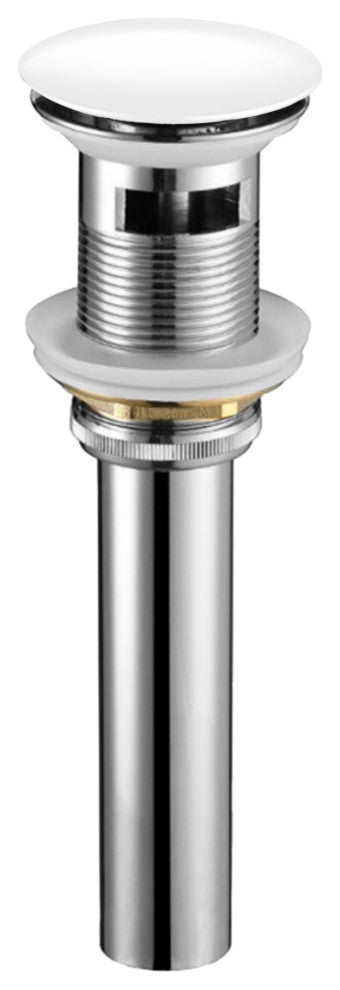 Pop-Up Drain With Overflow, Chrome Finish, White