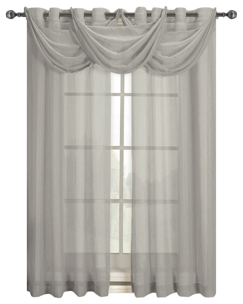 Abri Single Grommet Crushed Sheer Curtain, Gray, 50"x63"