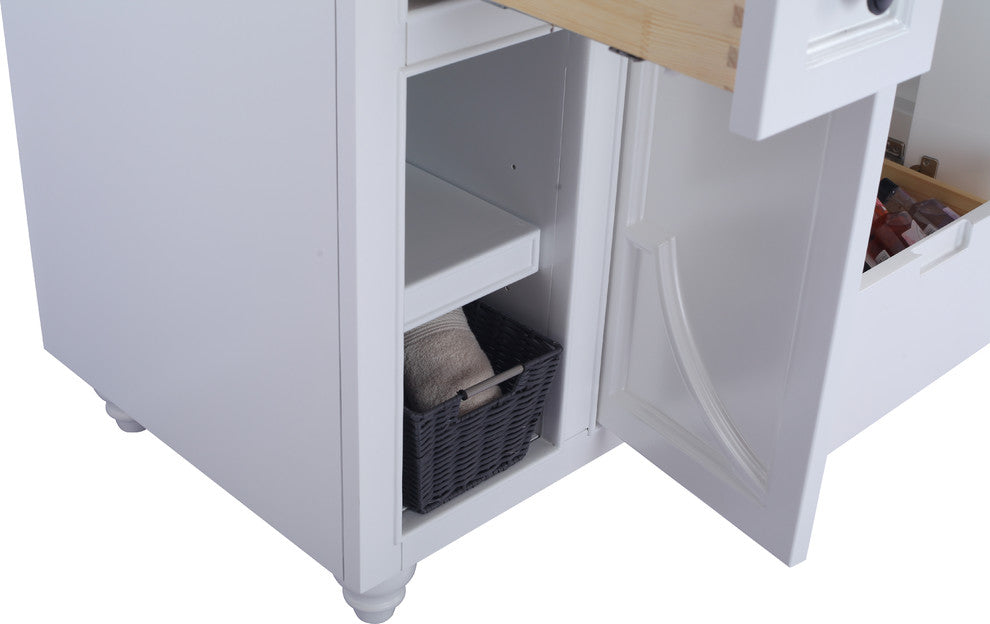 Odyssey, 48, White Cabinet With Black Wood Marble Countertop