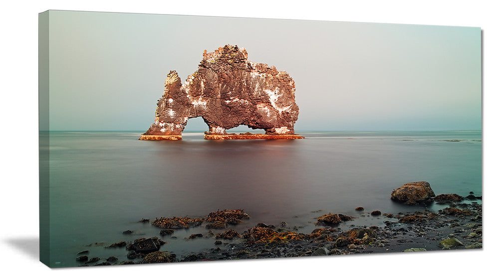 "Rock Sea Symbol in Iceland" Seashore Canvas Art, 40"x20"