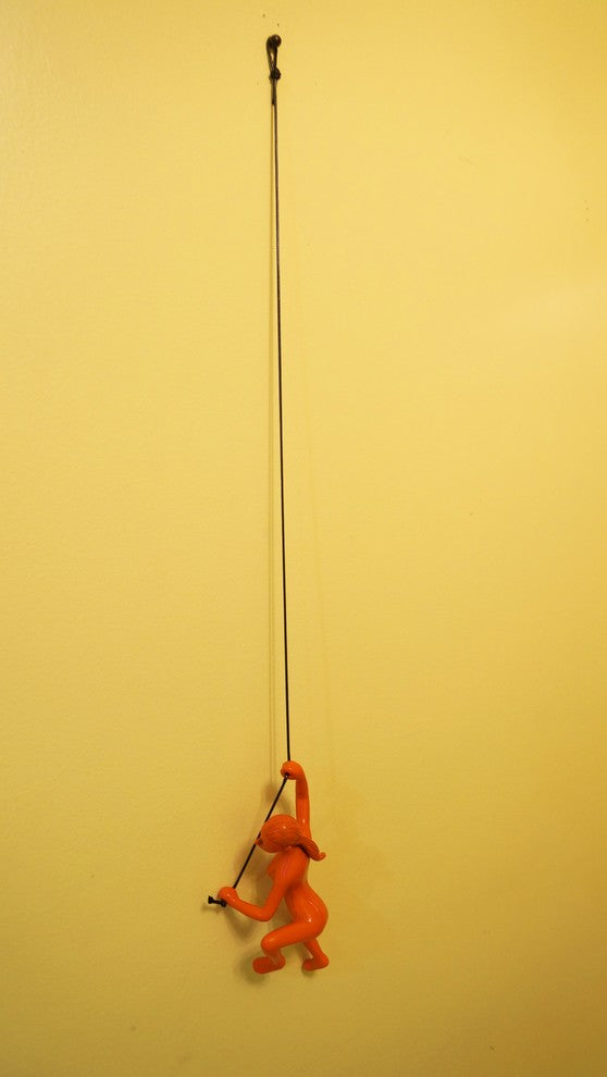 Climbing Woman in Blue, Large Orange