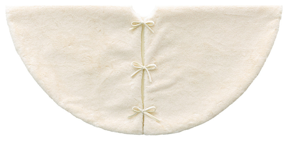 48"D Faux Rabbit Fur Christmas Tree Skirt