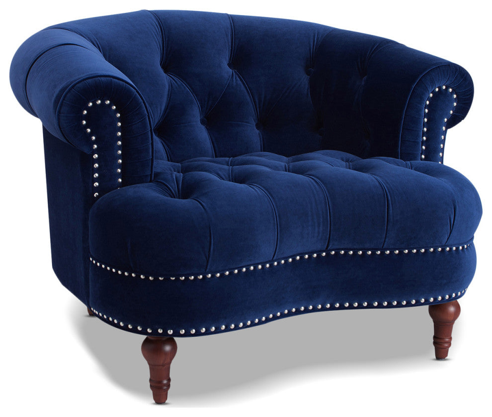 La Rosa 42" Chesterfield Tufted Accent Chair, Navy Blue Velvet