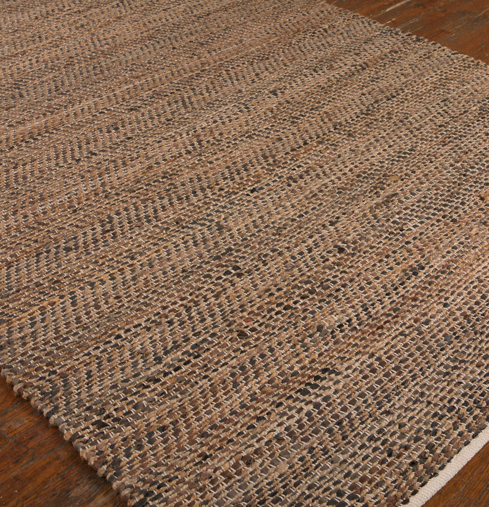 Tobais Rescued Leather and Hemp Rug, 9'x12'