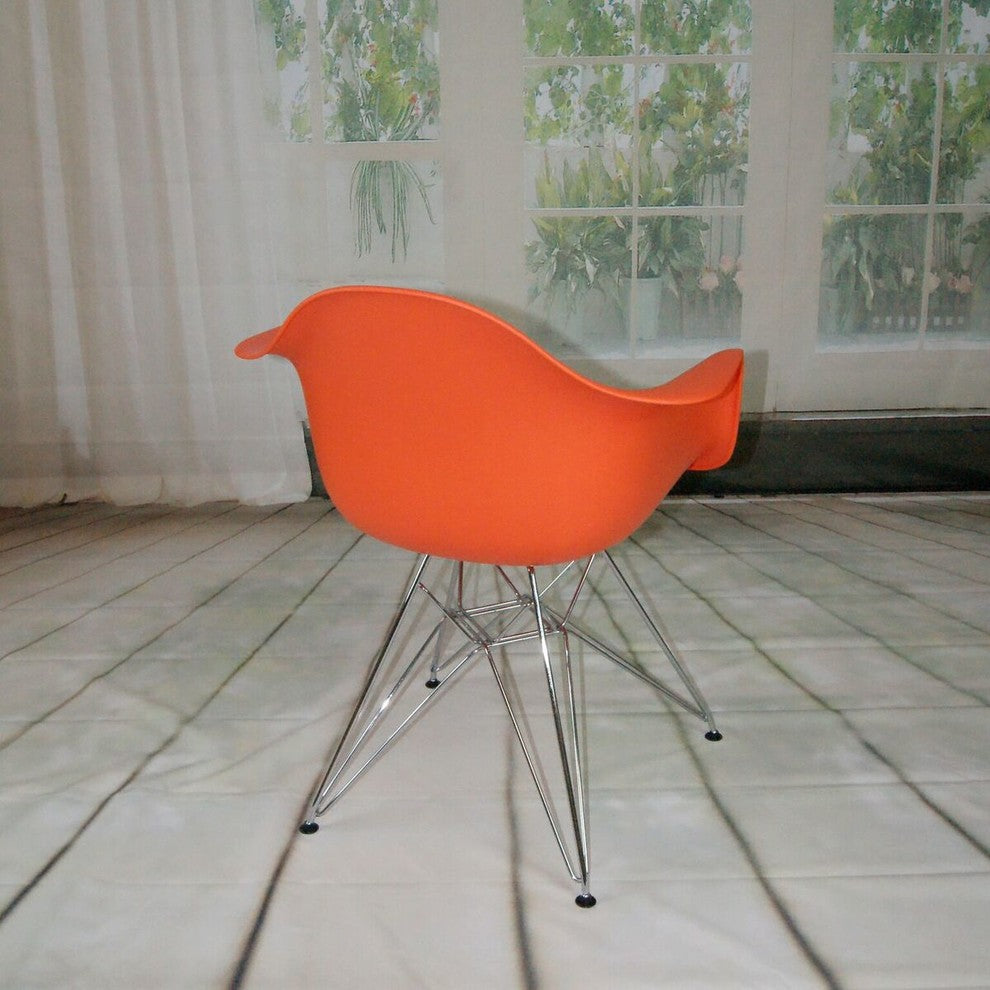EZ Mod 2 Eiffel Molded Chrome Arm chairs, Orange