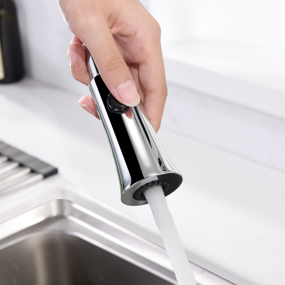 Luxier KTS13-T Single-Handle Pull-Down Sprayer Kitchen Faucet, Chrome