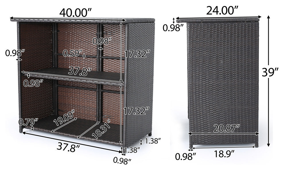 GDF Studio Oneida Outdoor Multibrown Wicker Bar Island Set