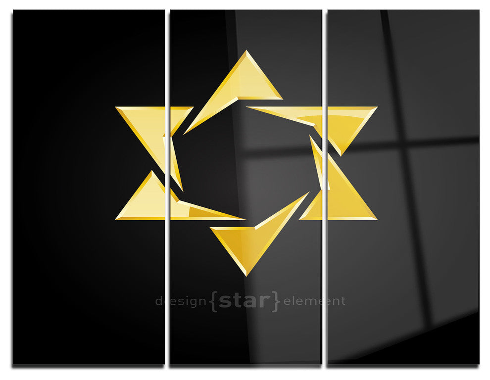 "Luxury Golden Star" Digital Metal Wall Art, 3 Panels, 36"x28"